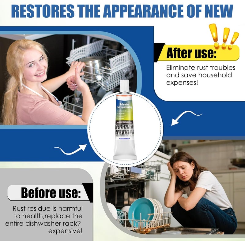 Avenuebool 1.7oz Dishwasher Rack Repair Coating, White Dishwasher Vinyl Rack Rust Touch Up Paint Kit, Insulation and Waterproof, High and Low Temperature Resistant - Image 3